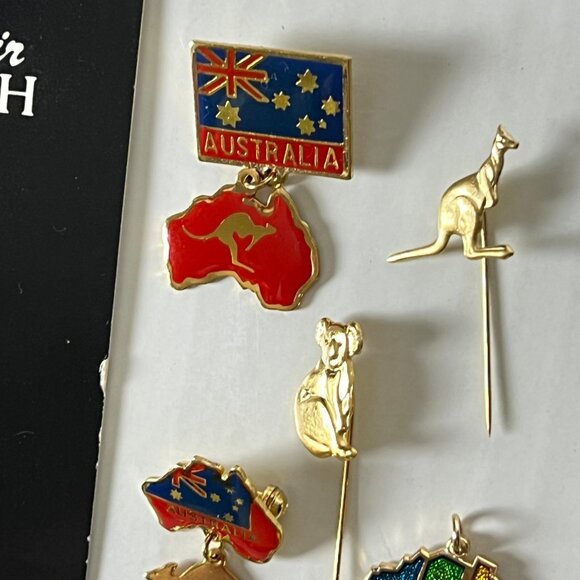 Australia Vtg Souvenir Brooch Enamel Pins Charm 6 Item Lot Koala Kangaroo Flag - Picture 4 of 6